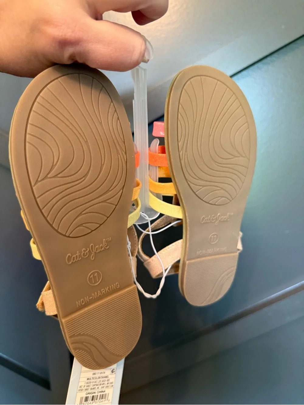 Cat & Jack Kids Strappy Rainbow Sandals in Pink, Orange & Yellow
